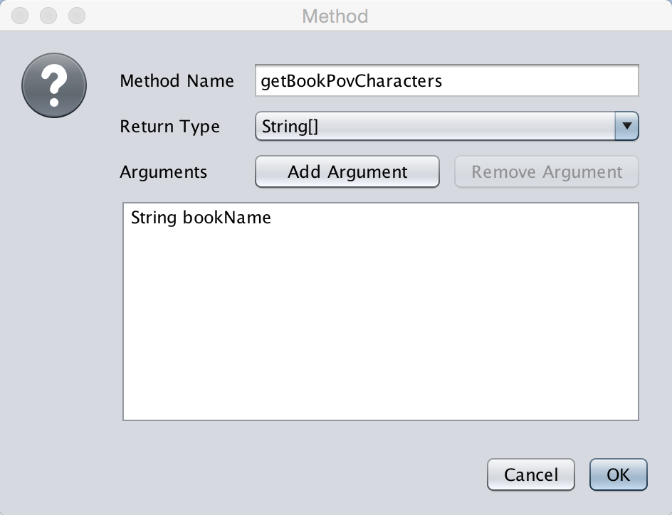 Add the methods and their arguments/return types. Once you finished adding all those press the "Generate" button